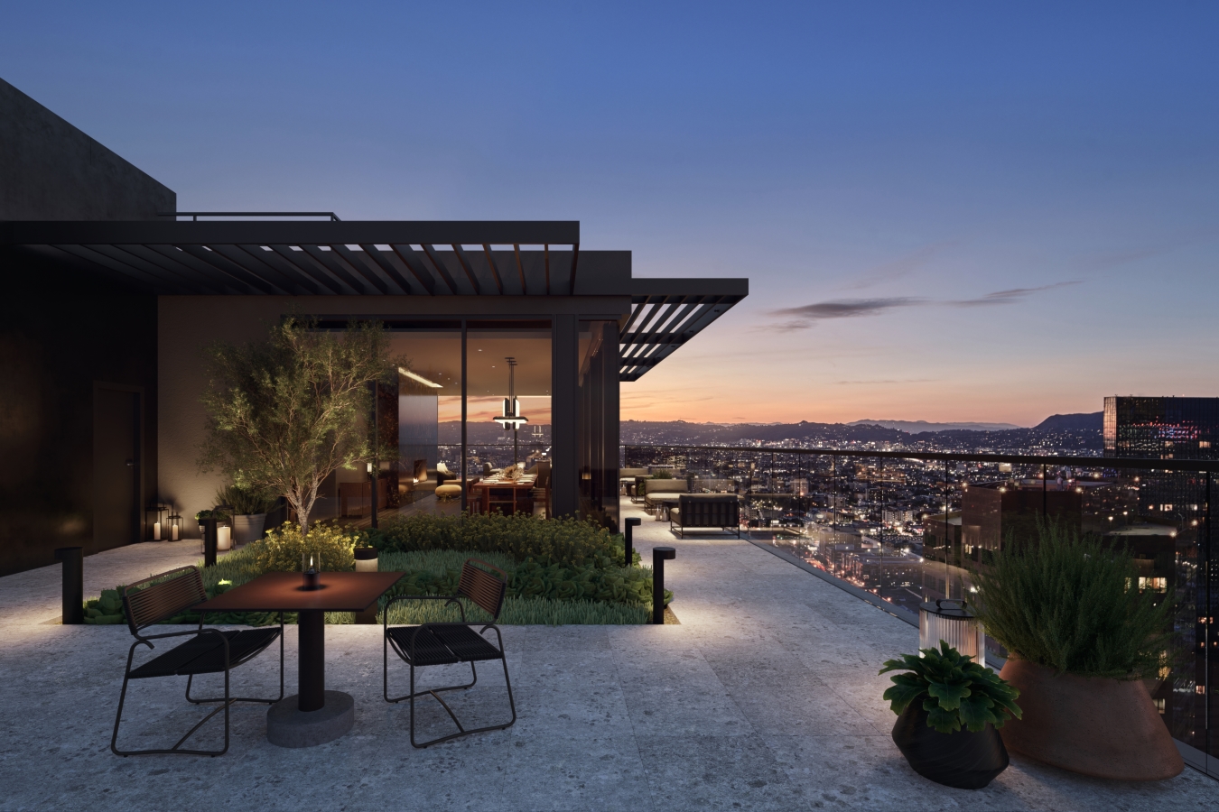 A luxury rooftop on Beaudry's high-rise apartment in downtown Los Angeles